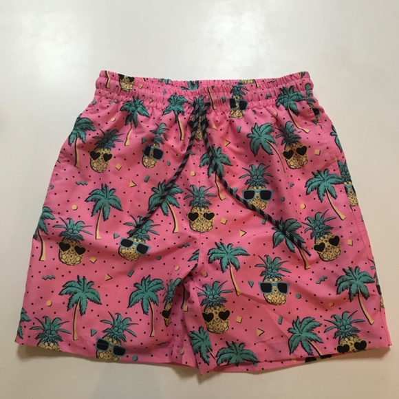Boys' Pineapple Palm Tree Swim Trunks With Built In Underwear - Picture 2 of 5